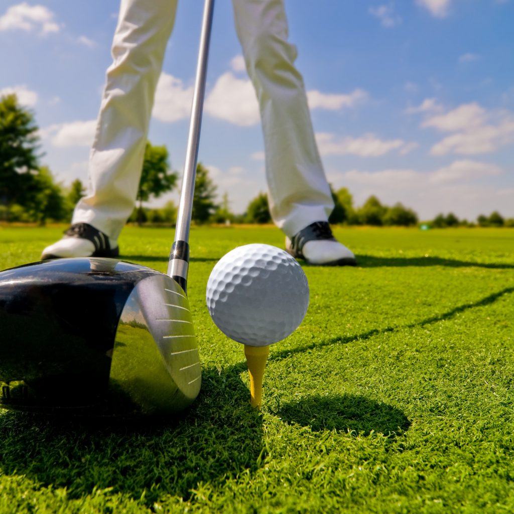 Close up of driver and ball on Victoria Park Valley Golf Course in Guelph